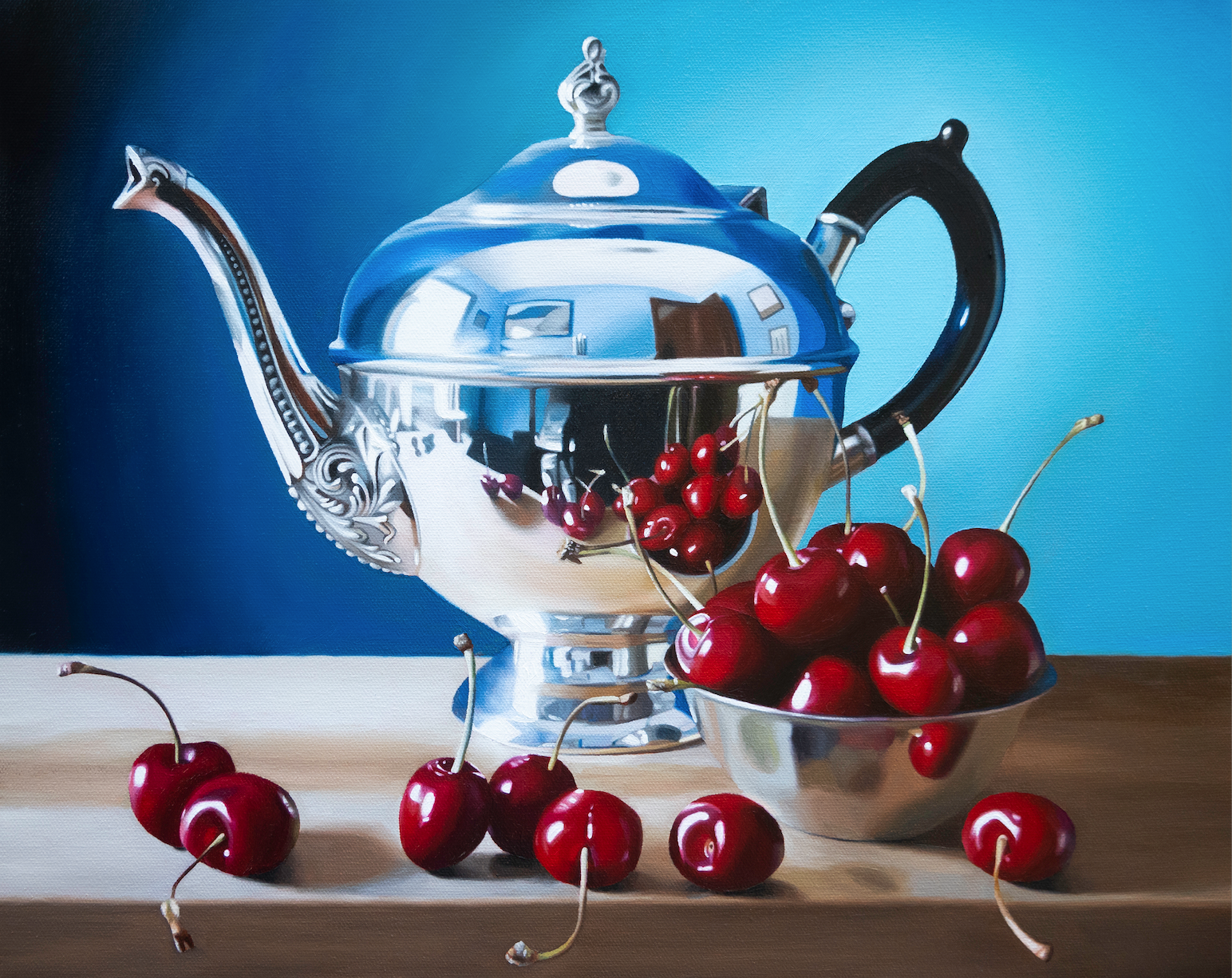 Crimson and Chrome Oil on canvas