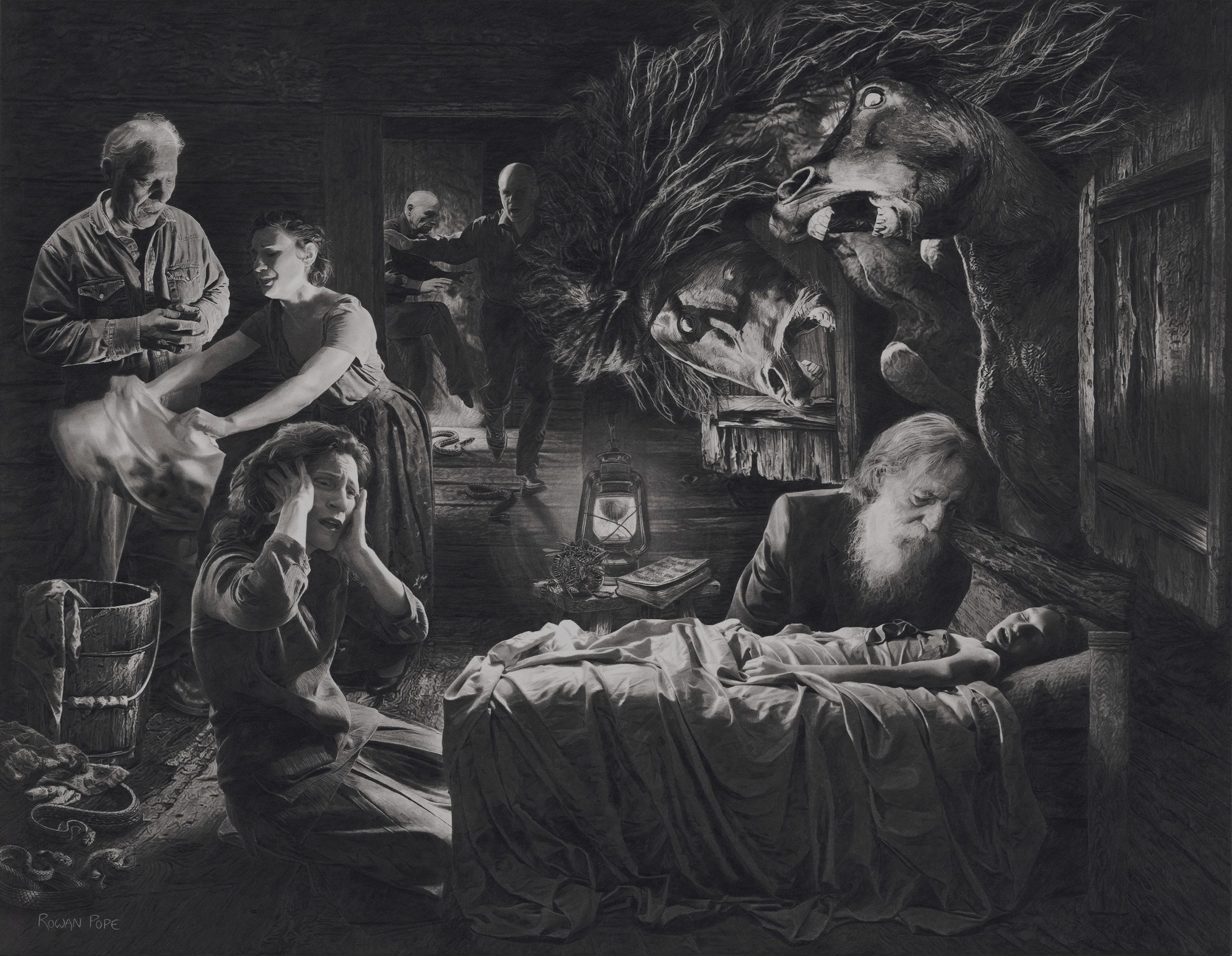 Rowan Pope - A Country Doctor - graphite on paper - www.popebrothersart.org