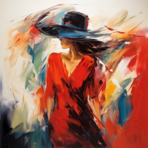 Brian Kellogg - Lady In Scarlet - AI-Driven Digital Art - https://www.kelloggstudio.com/ Brian Kellogg - Lady In Scarlet