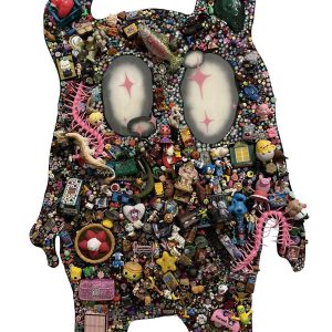 Acrylic, found object, and resin on wooden panel - 600 - instagram.com/monstertrucksunday Hava Toobian - >.<