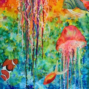 Mixed media: encaustics, alcohol ink, jelly roll pens - NFS - Instagram.com/natalie_wetzel Natalie Wetzel - Two Are Better Than One