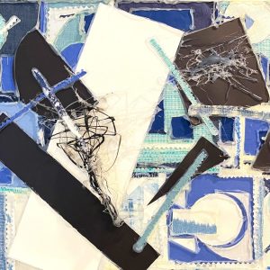 Mrs Patricia Ann Timbrook | BITS OF BLUESPAPER, FABRIC, HOT GLUE