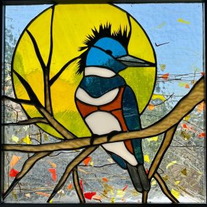 Deborah Brown - Belted Kingfisher - Stained Glass- Copper foil technique