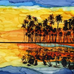 Maria Pazos - Reflections of Palms - Alcohol Inks