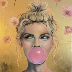 Bubble - Oil, acrylic, and gold leaf - www.christinaharcarstudio.com Christina Harcar - Bubble - Oil, acrylic, and gold leaf- www.christinaharcarstudio.com