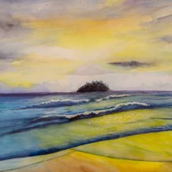 Sun Drenched Beach - Watercolor - http://www.mariapazosart.com Maria Pazos - Sun Drenched Beach - Watercolor- http://www.mariapazosart.com