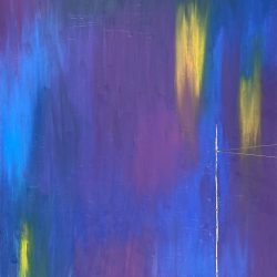 The Seen and the Unseen: Will to Silence, Blue No. 3 - Soft oil pastel, gesso, gold thread, scratching on paper - https://instagram.com/studioaylaj Ayla JiSUN LIM - The Seen and the Unseen: Will to Silence, Blue No. 3 - Soft oil pastel, gesso, gold thread, scratching on paper- https://instagram.com/studioaylaj