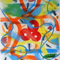 Halima Salah - CHILDHOOD SUMMER DAY BY THE BEACH - ACRYLIC ON PAPER- https://halimasalah.art/
