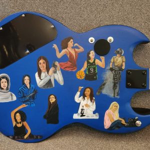 BJ Neblett - Anastasia Rudenco - Rosie' Working Women Tribute - Wood, metal, gouache- https://customscorpionguitars.com/art-guitar-gallery