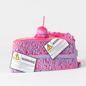 Susanna Austin - Guilty Pleasures - Stoneware, Acrylic, Wood, Warning Labels- www.susannacaustin.com