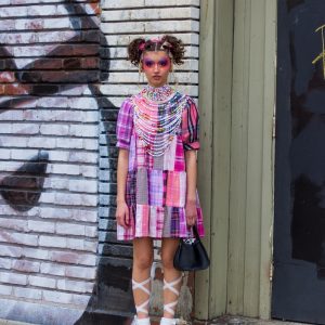 Alphabet Bead Manifesto - second-hand fabric, alphabet beads, string, buttons, thread - https://taylorcolimore.com/ Taylor Elise Colimore - Alphabet Bead Manifesto - second-hand fabric, alphabet beads, string, buttons, thread- https://taylorcolimore.com/