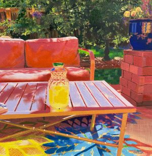 Carrie Martin - Electric Backyard - Sun Tea - Oil on archival paper- www.CarrieMartin.art