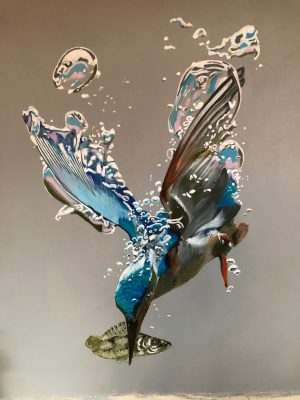 Morgan McCarthy - Diving Kingfisher - Acrylic- No Website