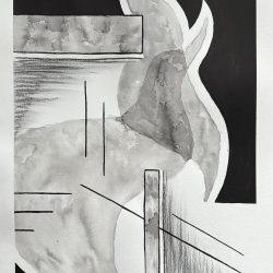 Gwen Scarborough - Organic vs. Geometric - Charcoal and acrylic ink, Charcoal and acrylic ink - No Website