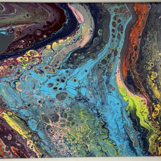 Sarah Pluckebaum - Multi-Colored Geode - Fluid Acrylic, Fluid Acrylic, Fluid Acrylic, Fluid Acrylic + Spray paint, Fluid Acrylics, Fluid Acrylic - https://boomersworkshop.com