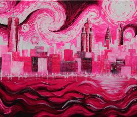 New York at The Starry Night - Acrylic on canvas - https://sofiasartnyc.com/ Zsofia Tokodi - New York at The Starry Night - Acrylic on canvas- https://sofiasartnyc.com/