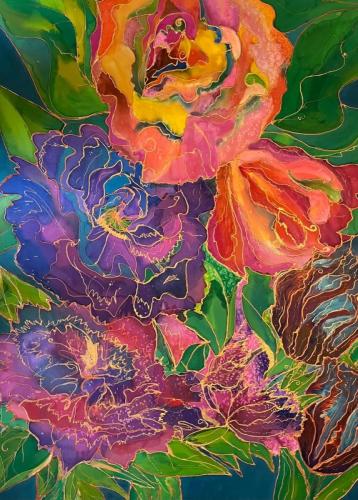 Mary-Jo Okawa - Joyful Noise_2024_Paint  Dye on Silk