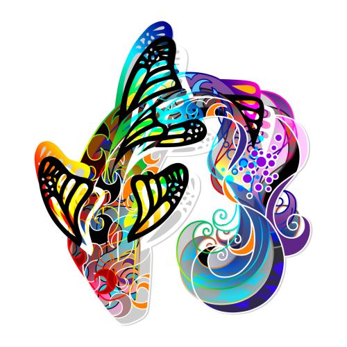 Tali Rachelle Butterfly Koi Graphic Design 12 x 12